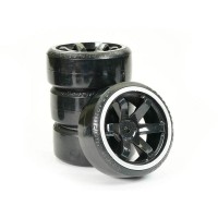 Roues Fastrax 6 batons Street/Drift noir/gris déport 6mm 1/10 4pcs