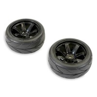 Roues montées gomme FTX Banzai 6 batons 4pcs Piste noir 1/10e
