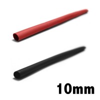 Gaine thermorétractable 10mm livré 50cm noir et 50cm rouge