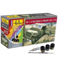 1/72e Heller STARTER KIT Wyllis Jeep US 1/4 ton