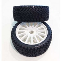 Roues Hobbytech WRC Rallycross sur jante blanche 1/8 (2pcs) 1/8ème