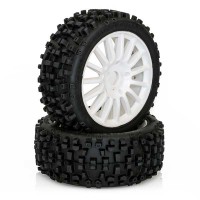 Roues Hobbytech MAXI CROSS collés sur jante blanche (2pcs) 1/8ème