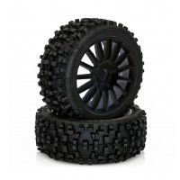 Roues Hobbytech MAXI CROSS collés jante noire (2pcs) 1/8ème