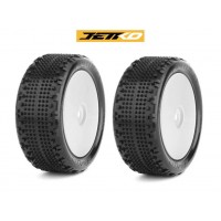 JetKo Roues jantes blanche pneus Challenger avant 4WD 2.2 (2) 1/10e Buggy