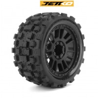 Roues Jetko Wasteland 1/8 SMT Belted 4.0 noir Hex 12-17mm (2)"