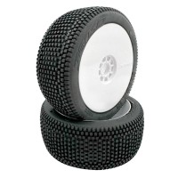 JetKo Roues jantes Revo blanche pneu BLOCK IN Soft (2) 1/8e Buggy