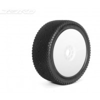 JetKo Roues jantes Revo blanche pneu J-ZERO COMPOSITE Super Soft (2) 1/8e Buggy