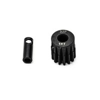Pignon moteur 14 dents 32dp/M0.8 - axe 5mm + adaptateur 3,2mm