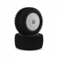 Pneus à picots, arrière, montés, blancs (x2) - Mini-T 2.0