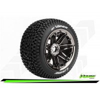 Roues Louise RC ST-VIPER Jantes 3.8 type Bead Chrome noir Hex 17 Stadium Truck 1/8