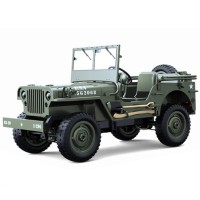 Military Car Jeep Willys RC avec éclairage 1:10e Prête à rouler