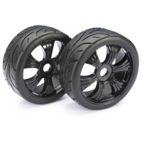 Roues montées collées Absima piste LP Buggy "Street" noir 1/8 - 2 pièces