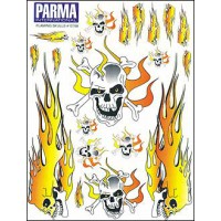 Planche d'autocollants Parma Decal Flaming Skulls