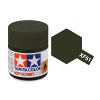 Pot de peinture acrylique Tamiya XF-51 Vert Kaki mat 10ml