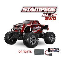 Traxxas Stampede 4x2 BL-2s Clipless Rouge Accu + Chargeur