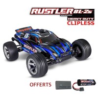 Traxxas Rustler 4x2 BL-2S HD Clipless 1/10e Bleu Accu - Chargeur SUR-COMMANDE