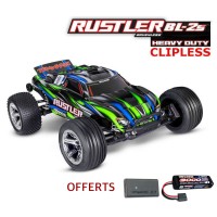 Traxxas Rustler 4x2 BL-2S HD Clipless 1/10e Verte Accu + Chargeur SUR-COMMANDE