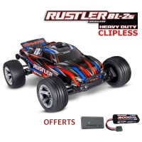 Traxxas Rustler 4x2 BL-2S HD Clipless 1/10e Rouge Accu + Chargeur SUR-COMMANDE