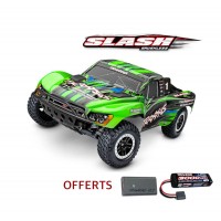 Traxxas SLASH 4x2 BL-2s 1/10e Vert Accu + Chargeur