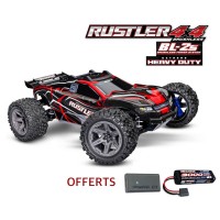 Traxxas Rustler 4x4 BL-2S HD 1/10e Rouge Accu + Chargeur