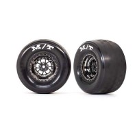 Roues TRAXXAS Drag Slash pneus + jantes chrome noires hex 12mm (2)