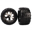 Roues TRAXXAS avant montée 2.8'' All star, jante chrome noir 5 batons pnaus talon (paire) – STAMPEDE/VXL