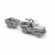 1/35e Takom 1/4 Ton Utility Truck with Trailer & MP Figure - US ARMY JEEP