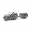 1/35e Takom 1/4 Ton Utility Truck with Trailer & MP Figure - US ARMY JEEP