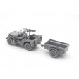 1/35e Takom 1/4 Ton Utility Truck with Trailer & MP Figure - US ARMY JEEP