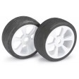 Roues montées Hobbytech Pneus City + jantes blanc 1/8 - 2 pièces