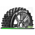 Roues Louise RC B-ROCK - Buggy 1/8e - Montés - Soft - Jantes Noir chromé - Hexagone 17mm