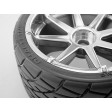 Roues HPI montées, pneus PHALTINE 140x97mm sur jantes BLAST chromées (paire)