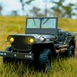 Military Car Jeep Willys RC avec éclairage 1:10e Prête à rouler