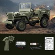 Military Car Jeep Willys RC avec éclairage 1:10e Prête à rouler