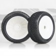Roues ART KHI 2.0 Medium montes collées sur jantes BLANCHES TT 1/8e