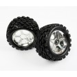 Roues montées et collées Robitronic - Jantes chromées 1/8 Monster/Truggy - La paire