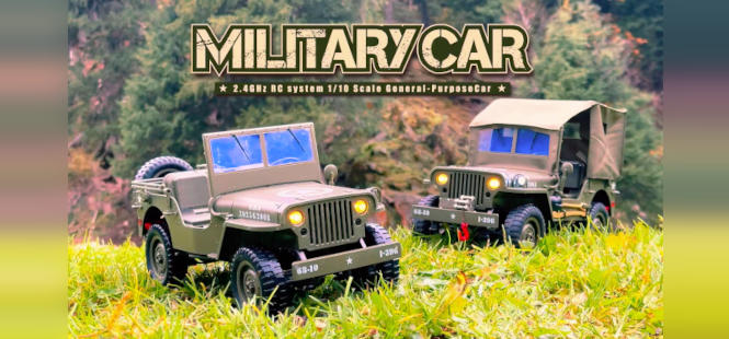 Military Car Jeep Willys RC 1/10E